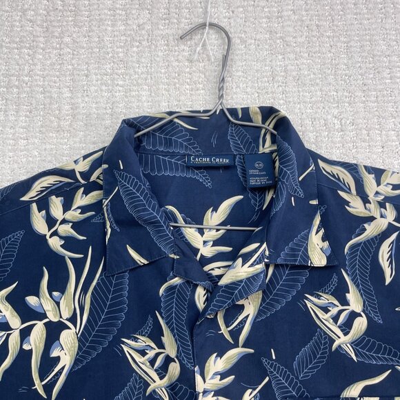 Cache Creek Hawaiian Aloha Shirt Men’s XL Floral Palm Tree AOP Blue / White Read - Picture 2 of 14